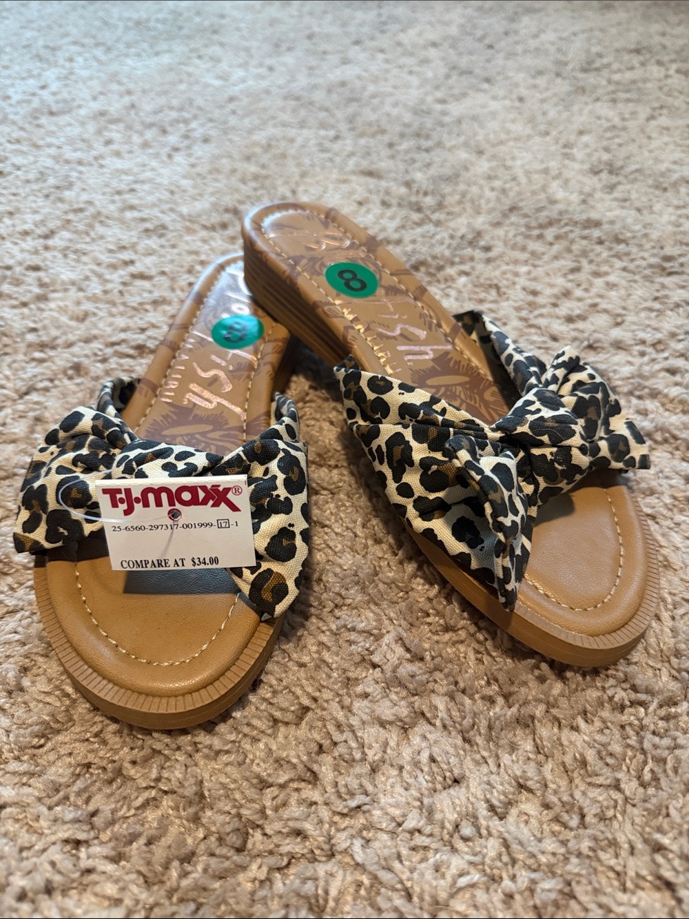 Blowfish Leopard Print Knot Slide Sandals - Black & Cream